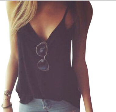 S-XL Women Cotton Black V-neck Cut Out Spaghetti Strap Sexy Camis Summer Vest Tops Casual Tank Top Base T-Shirt Roupas Femininas