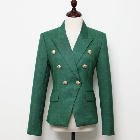 S-XXL  2023 Solid Color Green Lapel Long Sleeve Button Slim Casual Commuter OL Women's Blazer