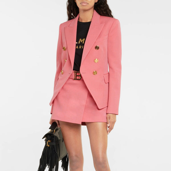 S-XXL  Solid Color Slim Fit B Button Long Sleeve Blazer + Half Skirt Commuter Professional Woman Suit