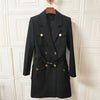 S-XXXLProduct Suit Collar Slim Temperament Dress Double Breasted Lace-up Long Coat Suit Skirt Commuting Simple Jacket Top