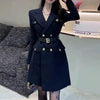 S-XXXLProduct Suit Collar Slim Temperament Dress Double Breasted Lace-up Long Coat Suit Skirt Commuting Simple Jacket Top
