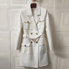 S-XXXLProduct Suit Collar Slim Temperament Dress Double Breasted Lace-up Long Coat Suit Skirt Commuting Simple Jacket Top