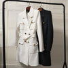 S-XXXLProduct Suit Collar Slim Temperament Dress Double Breasted Lace-up Long Coat Suit Skirt Commuting Simple Jacket Top