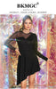 BKMGC Soild Black Lace Long Sleeve O Neck Pullover Sexy Autumn Asymmetrical Cutting Slim Fitting Mini Dress for Women #9986