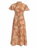 Women Summer Retro Print Linen Dress