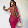 Spring 2023 Summer Female Bodycon Spaghetti Strap Dress Solid Backless Mesh See Through Sexy Party Maxi Dresses For Women Girls