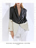 Jacket Blazer Women 2023 Temperament Casual Suit Collar Contrast Color Loose Stitching PU Leather Suit Jacket