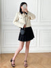2023 Autumn and Winter Beige Fashionable Retro Short Coat Contrast Color Collar Jacket Suit Women Coat