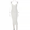 Spaghetti Strap Bodycon Sexy Midi Dress for Women 2023 Summer Elegant Backless Party Evening White Slip Long Dresses ClubOutfits