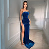 Sexy Backless Corset High Slit Elegant Velvet Evening Gown Dress Women 2023 Solid Party Club Formal Long Maxi Dresses