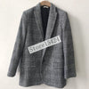 Women's Blazer 2023 Fall Casual Check Print Slim Fit Professional Women's Jacket Wool Blend Jacket