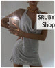 SRUBY White Dress Party Short Puff Mango Single Sheath Mini Dress Zipper Ladies Nightclub Wear Long Sleeve Dress INS Style 2023