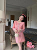 2023 autumn and winter women's clothing styles Crew Neck Coat Mid-Length Dress Set 0907