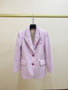 2023 Autumn and Winter Women Blazer Pink Striped Single-breasted Blazer
