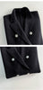 Women Blazer Slim Fit 100% Wool Double-breasted Knitted Stretch Lapel Jacket