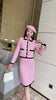 2023 autumn and winter women's clothing styles Color Matching Pink Skirt Two-Piece Set 0909