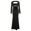 Jacuqeline 2023 Elegant Sexy Hollow Out Maxi Dress Women Party Long Sleeve Backless Dresses Spring Summer Club Outfits