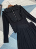 2023 autumn and winter women's clothing styles Tree Fungus-like Lacework Pleated Skirt Knitting Suit 1013