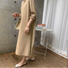 SHENGPALAE Patchwork Dsegin Dress Women's Spring 2023 Round Neck Back Pleated Loose Long Sleeve Plus Velvet Dresses Robe