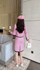 2023 autumn and winter women's clothing styles Color Matching Pink Skirt Two-Piece Set 0909