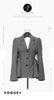 J GIRLS 2023 Autumn Long Sleeve Notched Collar Single Breasted Buttons Ruffles Backless Slim Grey Blazer Women Coat GF814
