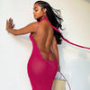 Spring 2023 Summer Female Bodycon Spaghetti Strap Dress Solid Backless Mesh See Through Sexy Party Maxi Dresses For Women Girls