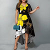 2023 Spring Women's Dress Digital Printing Flower Plus Size Women's Irregular Long Dress Women Boho Long Maxi Dress V neck