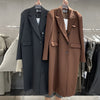 Mid-length double breasted vintage elegant blazer women 2023 Spring Autumn korean loose suit