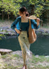 2023 autumn and winter women's clothing styles Chinese Cardigan Wrapped Chest Printed Skirt. 0920