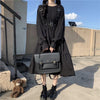 Gothic Style Dress Women Harajuku Gothic Lolita Goth Kawaii Black Dress Punk Cute Long Sleeve Black Midi Dress 2023 Oversize 2XL