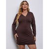 Knitted Long Sleeves Mini Dress Women 2023 Spring Sexy V Neck Button Solid Plus Size Casual Bodycon Dresses Woman
