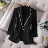 Diamond Studded Suit Spring And Summer Women's Seven Point Sleeve Small Coat Design Sense Of Minority Leisure Suit