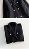 Women Blazer Slim Fit 100% Wool Double-breasted Knitted Stretch Lapel Jacket