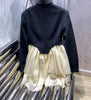 2023Autumn and winter black patchwork waist waist suit