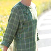 S992 Yarn Dyed Flax Dress Thin Lattice Chinese Style Longuette Robe Small Single dress