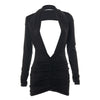 Zoctuo 2023 Spring Summer Women Long Sleeve Deep V Neck Hollow Out Ruched Mini Dress Bodycon Sexy Streetwear Party Club Clothes
