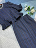 2023 autumn and winter women's clothing styles Flounce Stitching Plaid Suit 0920