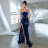 Sexy Backless Corset High Slit Elegant Velvet Evening Gown Dress Women 2023 Solid Party Club Formal Long Maxi Dresses