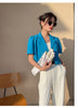 SABINAX Women's Blazers Spring 2023 Summer Korean Drape Solid Short-sleeved Suit Short Jacket Blue Coat Women's Clothing