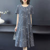 SAGACE T Dudu 901 short sleeve round neck loose irregular paint splash print medium length dress summer skirt
