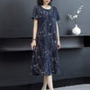 SAGACE T Dudu 901 short sleeve round neck loose irregular paint splash print medium length dress summer skirt