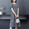 SAGACE T Dudu 901 short sleeve round neck loose irregular paint splash print medium length dress summer skirt