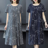 SAGACE T Dudu 901 short sleeve round neck loose irregular paint splash print medium length dress summer skirt