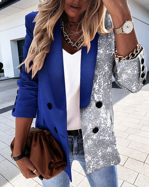 SALEQI Ladies Plaid Women Blazer Single Breasted Spring Autumn Jacket 2022 Casual Long Sleeve Female  Patchwork Suits Coat