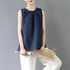 Women Summer Crop Tops Solid 100% Ramie Vest Loose Sleeveless Tank Tops Vestidos Casual Blusa Female S359