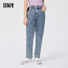 SEMIR Denim Trousers Women Elastic Pencil Pants Spring Summer 2022 Popular Contrast Stitching Light Blue Jeans