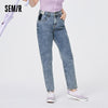 SEMIR Denim Trousers Women Elastic Pencil Pants Spring Summer 2022 Popular Contrast Stitching Light Blue Jeans