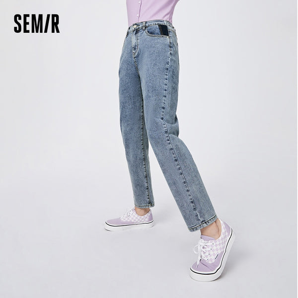 SEMIR Denim Trousers Women Elastic Pencil Pants Spring Summer 2022 Popular Contrast Stitching Light Blue Jeans