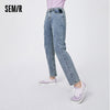 SEMIR Denim Trousers Women Elastic Pencil Pants Spring Summer 2022 Popular Contrast Stitching Light Blue Jeans