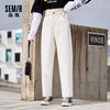 SEMIR Jeans Women 2022 Spring High Waist Slim Waist Bud Pants Tapered Pants White Pants Korean Version